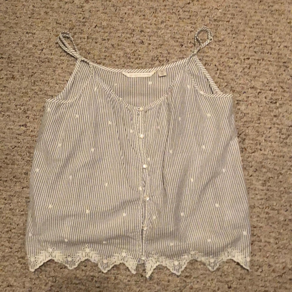 Light blue and white pin stripe tank top, Size M